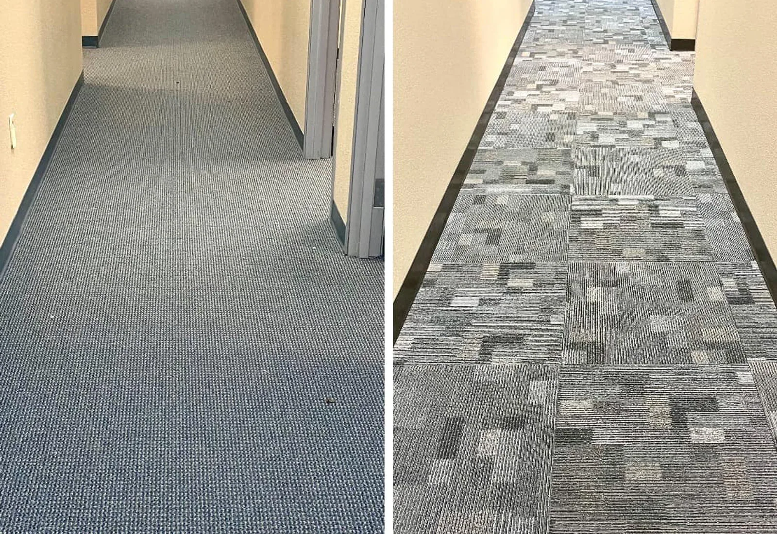 Commercial carpet tile installation in an East Texas office
