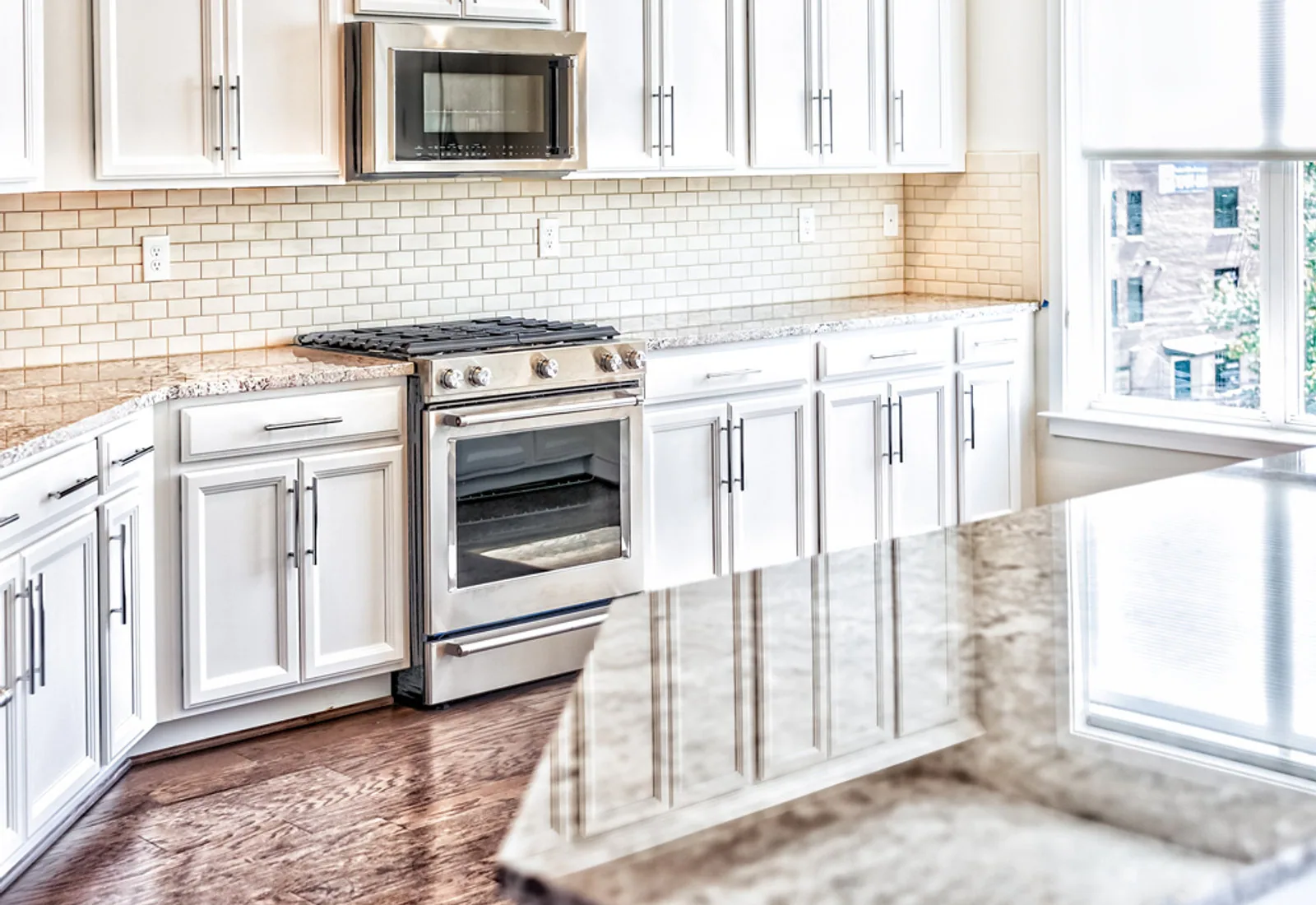 Modern kitchen with beautiful flooring